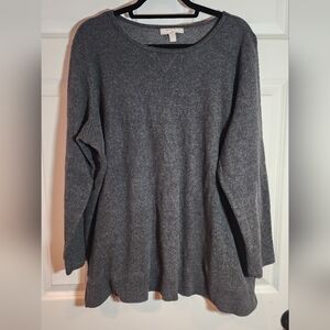 Woman Within Gray Fleece Lomg Sleeve Sweater Top 1X (22/24)